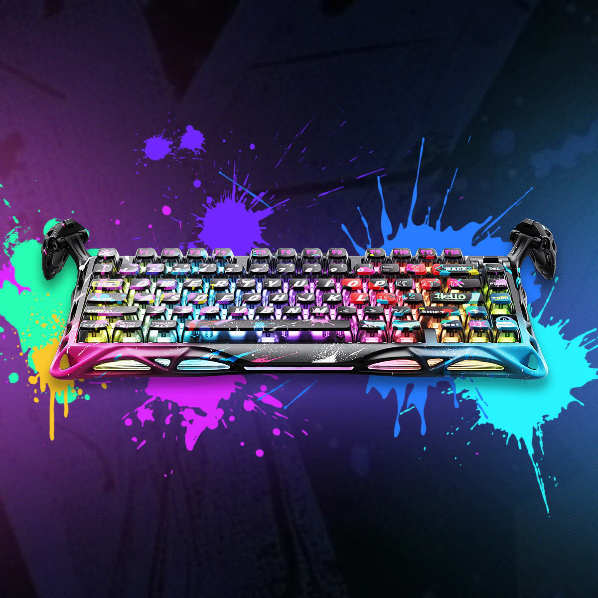 GravaStar HE 8000Hz Ultra-Fast Hall Effect Gaming Set - Neon Graffiti - Image 4